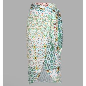 ZARA Satin Patchwork Print Pareo Wrap Skirt
